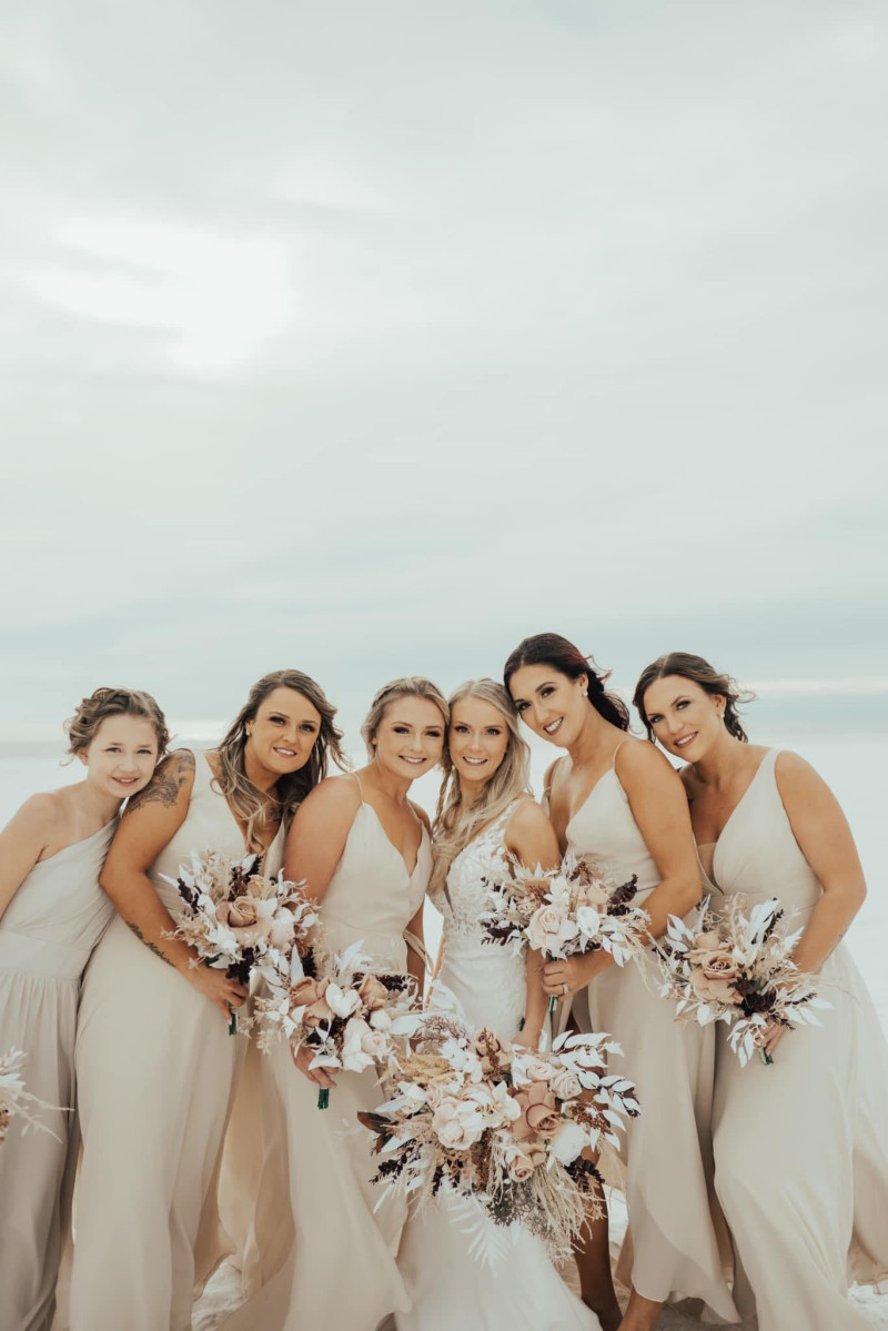 Boho bridal bouquet in beige, white, and brown with pampas grass and textured blooms1366-1199.4143484627