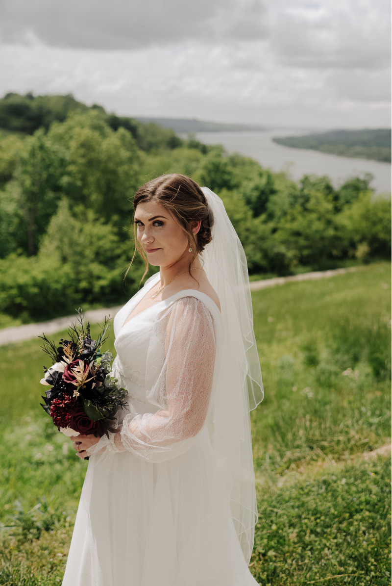 Faux bouquet in black, gold, burgundy, and ivory for gothic or boho brides