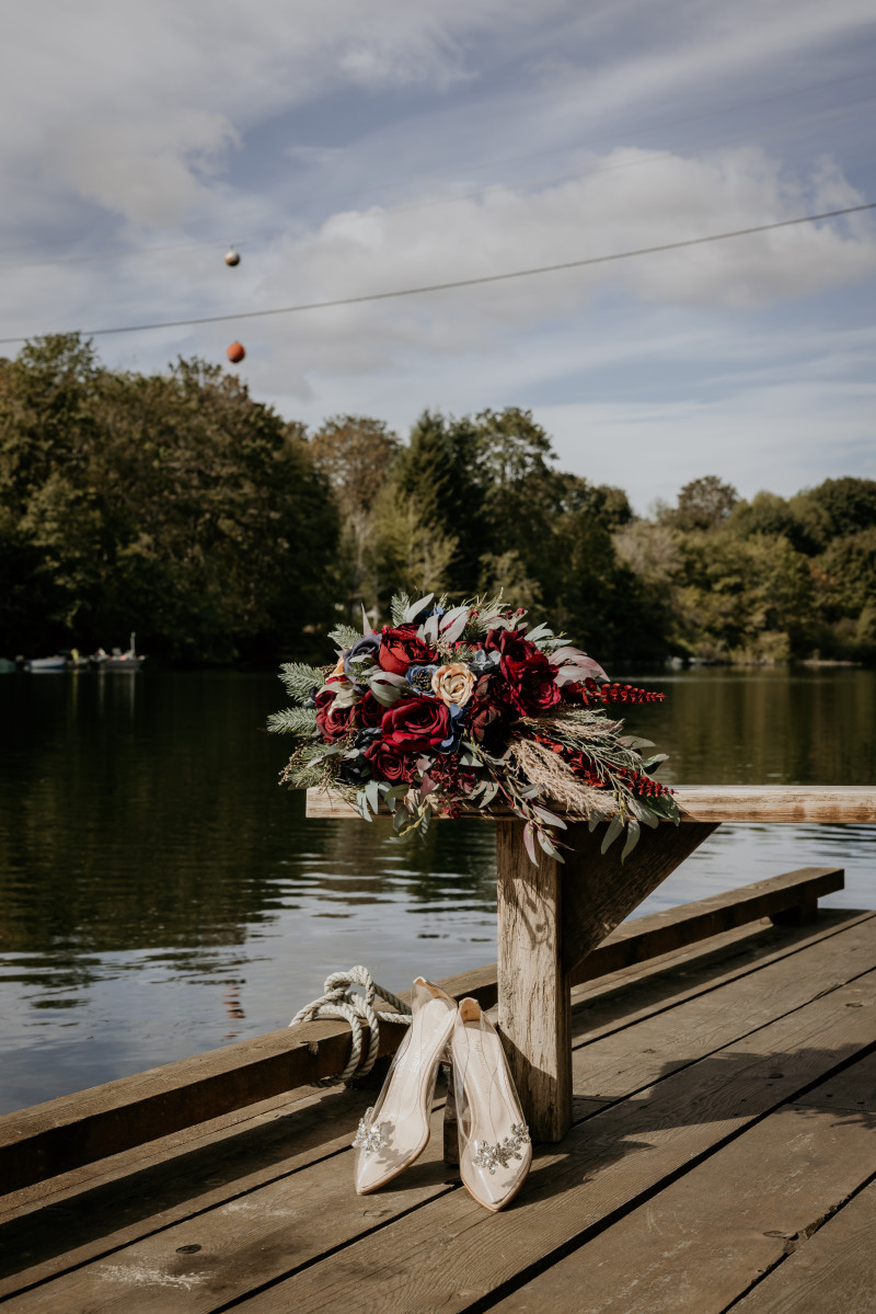Burgundy navy blue and gold cascading wedding bouquet with roses greenery and dried accents5464-1199.4143484627
