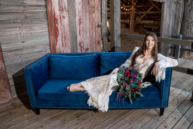 Purple, Teal, Red & Magenta bridal bouquet, jewel tone wedding bride with bouquet on blue sofa3000-533.86666666667