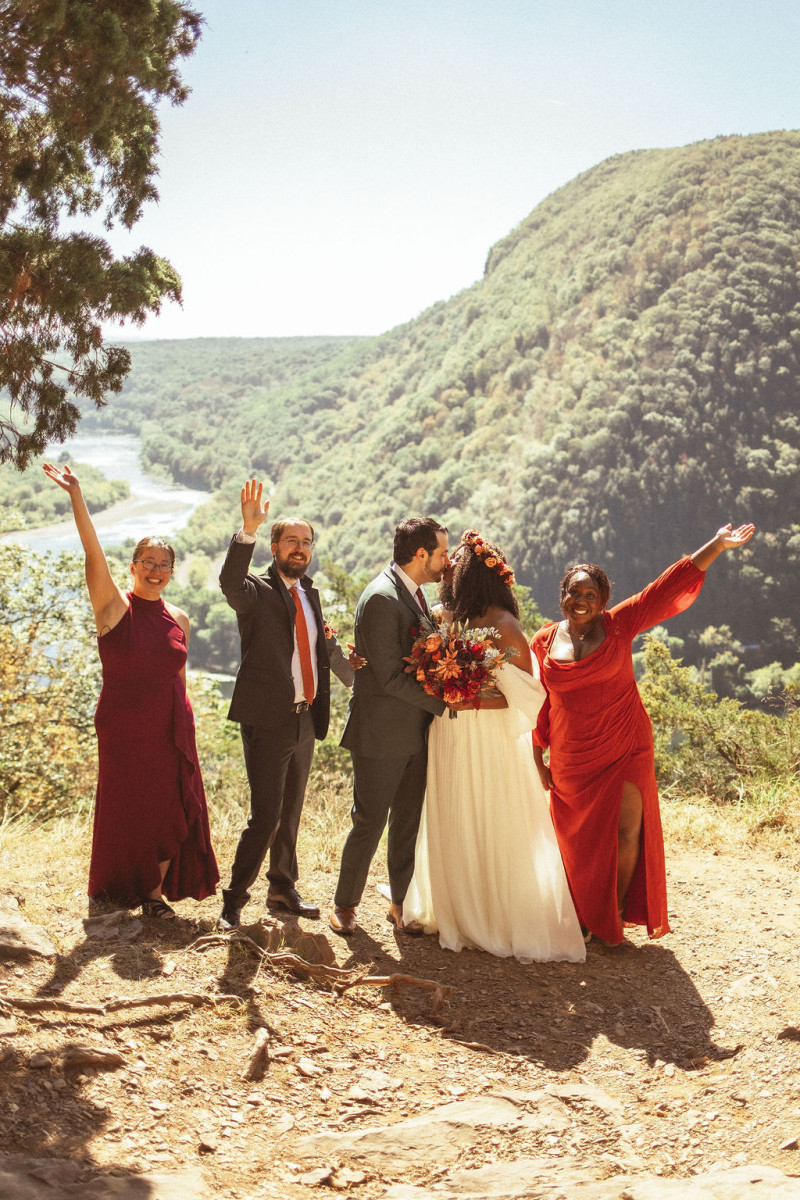 Faux wedding flowers in rust and burgundy for destination elopement
