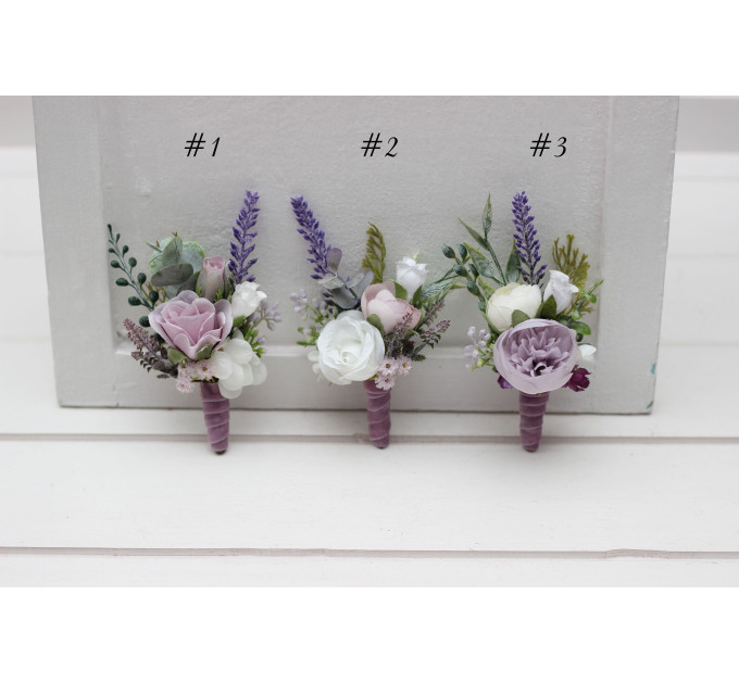 Lavender, White & Lilac Wedding Boutonnieres
