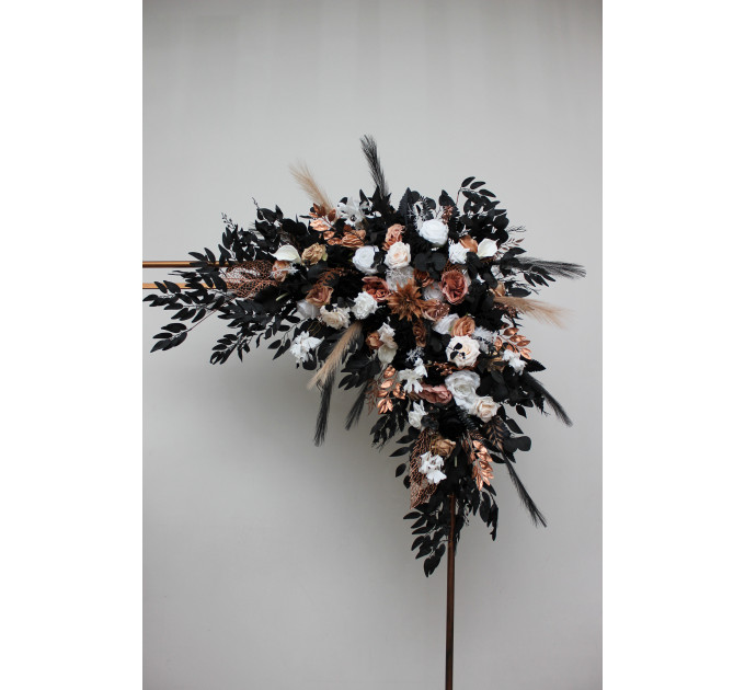 Flower Arch Arrangement in Dusty Rose, Black, Cinnamon & White | Wedding Arbor Flowers