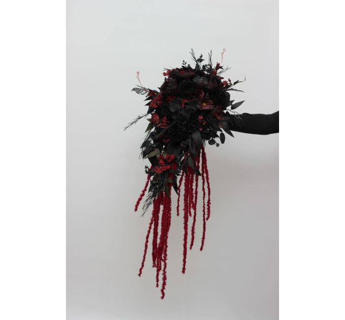 Moody Burgundy, Purple & Black Cascading Bouquet with Amaranth