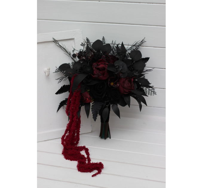 Moody Burgundy, Purple & Black Cascading Bouquet with Amaranth