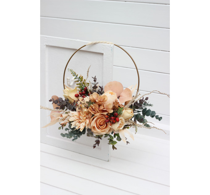 Orange, Rust & Peach Flower Hoop – Alternative Faux Bridesmaid Bouquet