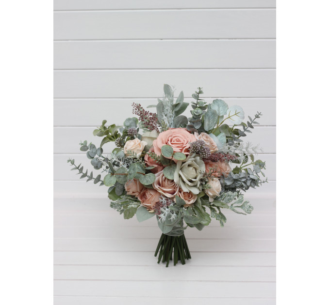 Wedding Bouquet Set in Sage Green and Dusty Rose