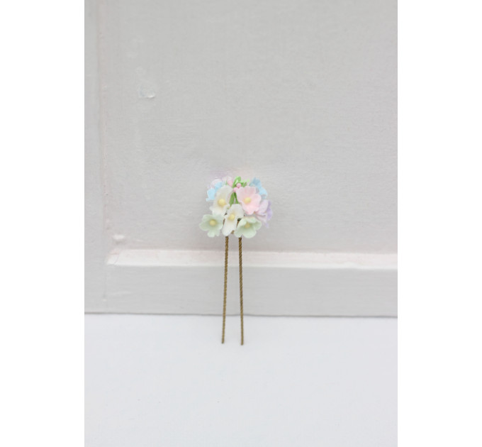 Pastel Wildflowers Floral Hair Pins for Bridal and Bridesmaid Hairstyles