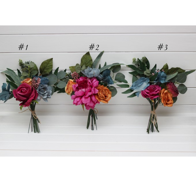 Mini bouquets for vases. Flowers for wedding decor. Jewel tone wedding. 5187