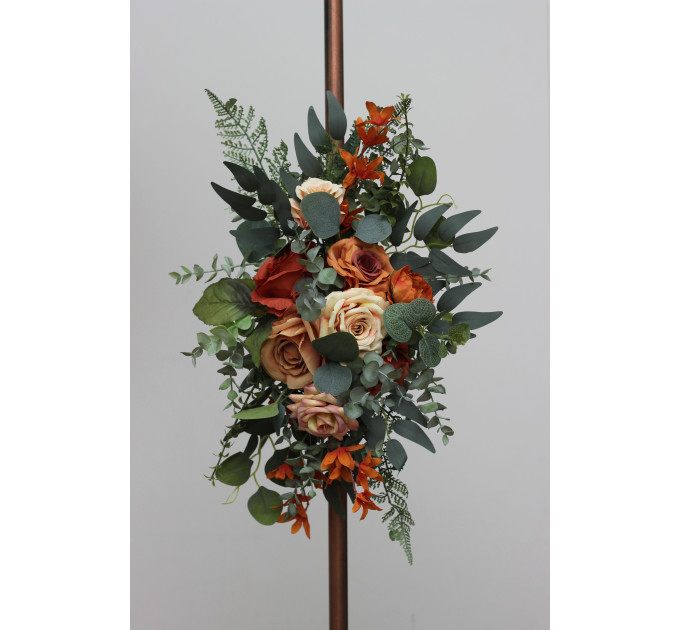 Flower Arch Arrangement in Rust, Orange & Gold | Faux Floral Archway for Wedding