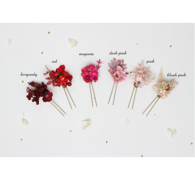 Mix and Match Wildflower Hair Pins for Bridal and Bridesmaid Hairstyles