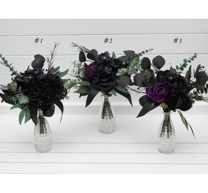 Gothic Vase Bouquet in Black & Purple