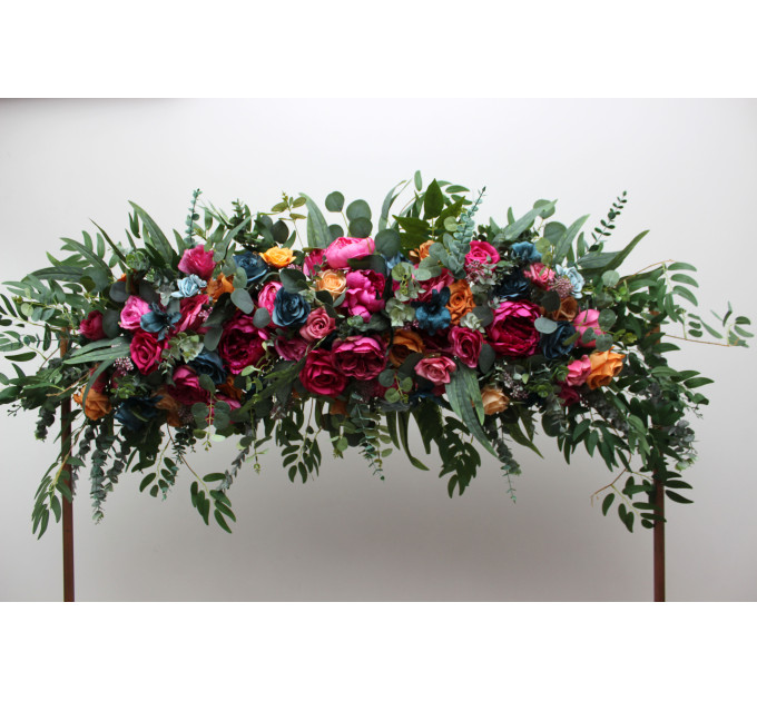 Jewel-Tone Flower Arch Arrangement – Luxurious Faux Florals for Wedding Arbors