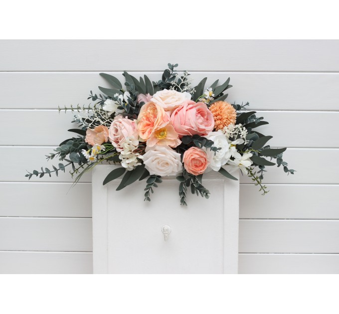  Flower arch arrangement in blush pink white peach yellow flowers colors.  Arbor flowers. Floral archway. Faux flowers for wedding arch. 5301