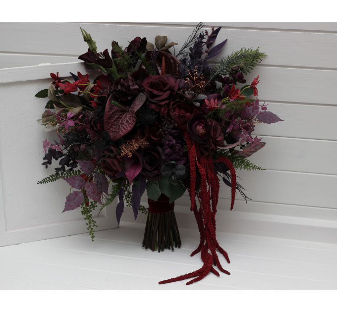 Moody Wedding Bouquets in Burgundy, Deep Purple & Forest Green