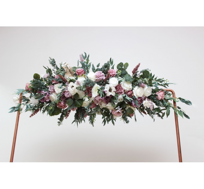  Flower arch arrangement in lilac white mauve colors.  Arbor flowers. Floral archway. Faux flowers for wedding arch. 5059-2