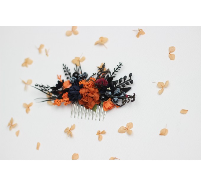 Flower Combs in Black, Rust, Navy Blue, and Burgundy for Weddings