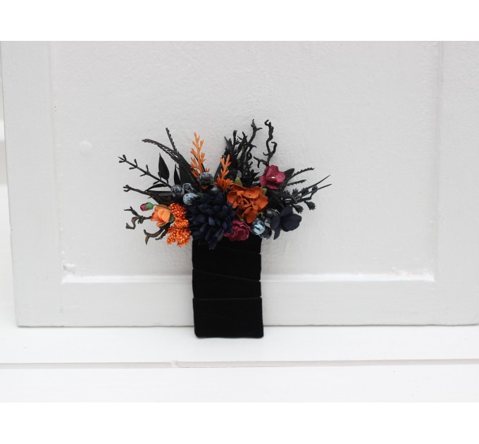 Boutonnieres in Black, Rust, Navy Blue, and Burgundy for Weddings