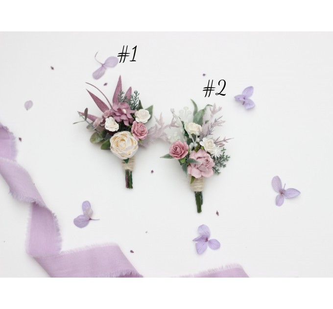 Charming  Purple, Lavender & White Wedding Accessories – Boutonnieres