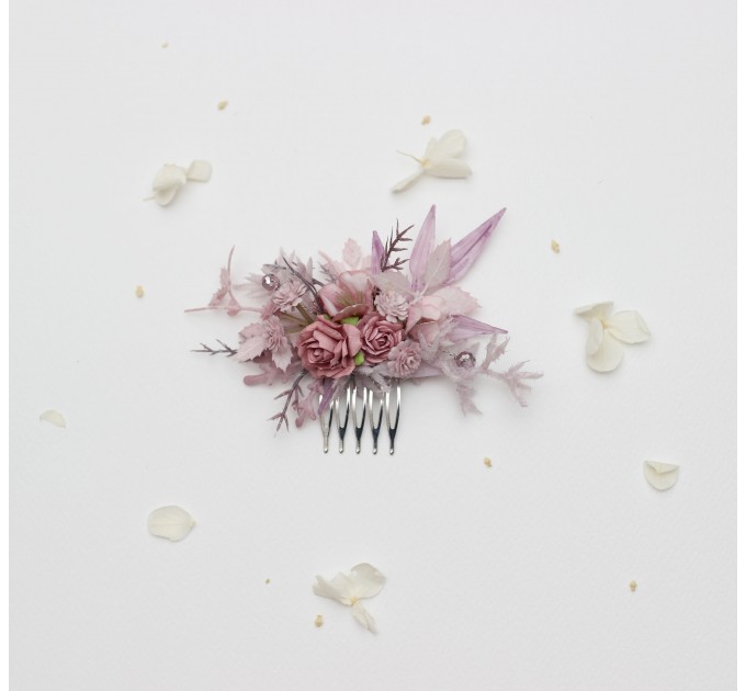 Mauve Flower Comb and Hair Pins Set – Perfect for Colorful Bridesmaid Dresses