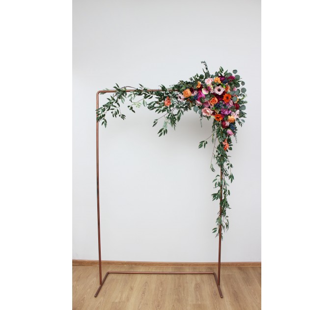  Flower arch arrangement in orange pink magenta colors.  Arbor flowers. Floral archway. Faux flowers for wedding arch. 5127