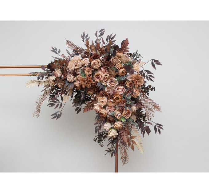 Cinnamon, Terracotta & Beige Arch Flowers for Fall Wedding | Faux Floral Arch Arrangement