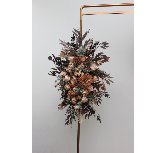 Cinnamon, Terracotta & Beige Arch Flowers for Fall Wedding | Faux Floral Arch Arrangement