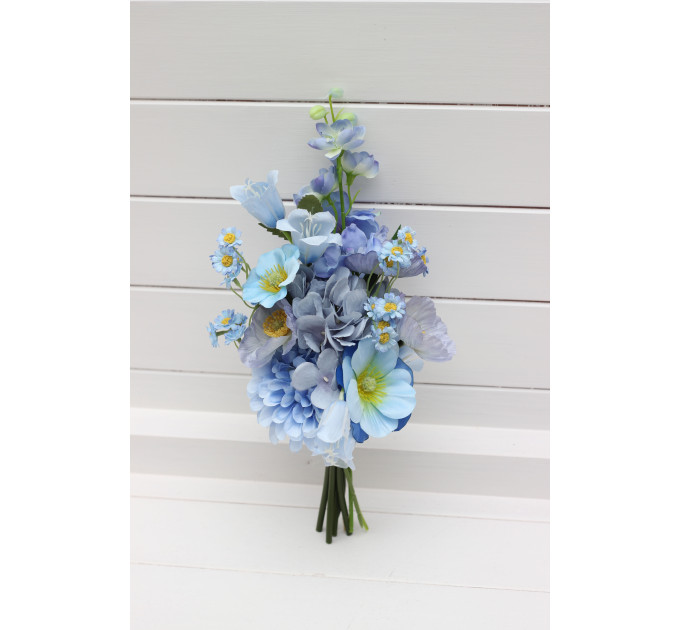 Orange, Magenta, Pink, Yellow, Dusty Blue & Green Bridesmaid Bouquet | Summer Wildflower Faux Wedding Flowers