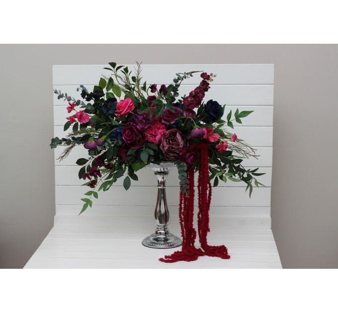 Jewel-Tone Standing Flowers – Faux Aisle Décor in Navy, Magenta & Emerald