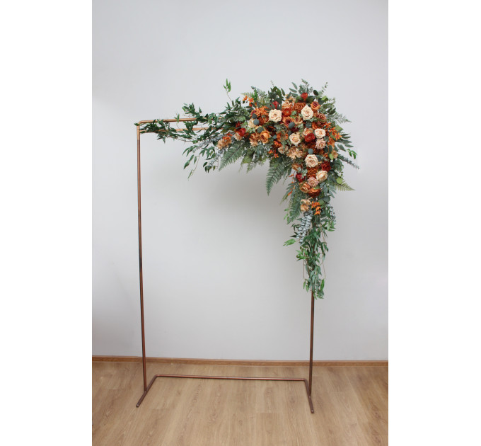 Flower Arch Arrangement in Rust, Orange & Gold | Faux Floral Archway for Wedding