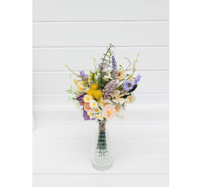 Colorful Wildflower Bridal Bouquet – Faux Daisy Posy in Spring & Summer Tones