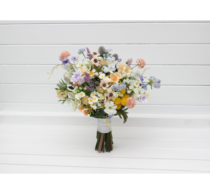 Colorful Wildflower Bridal Bouquet – Faux Daisy Posy in Spring & Summer Tones
