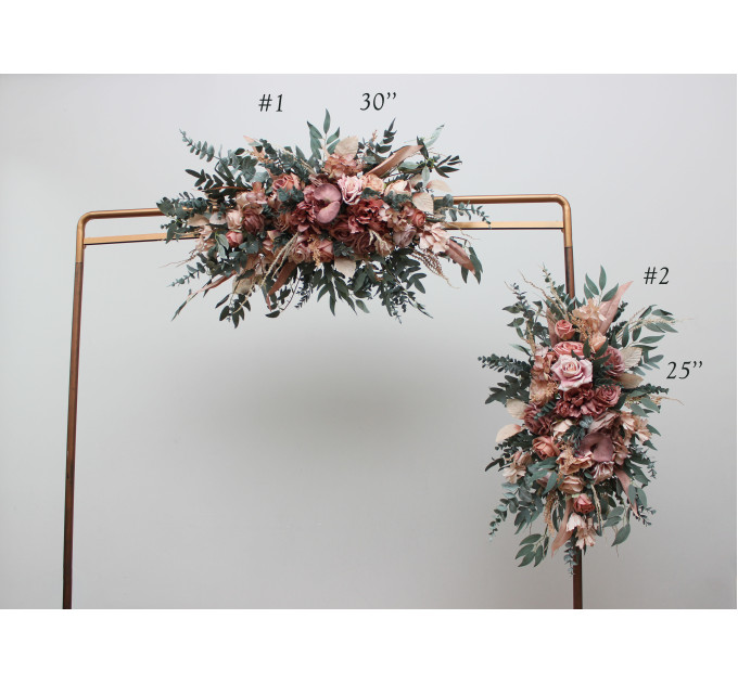 Dusty Rose & Blush Pink Flower Arch Arrangement – Faux Floral Arbor for Weddings