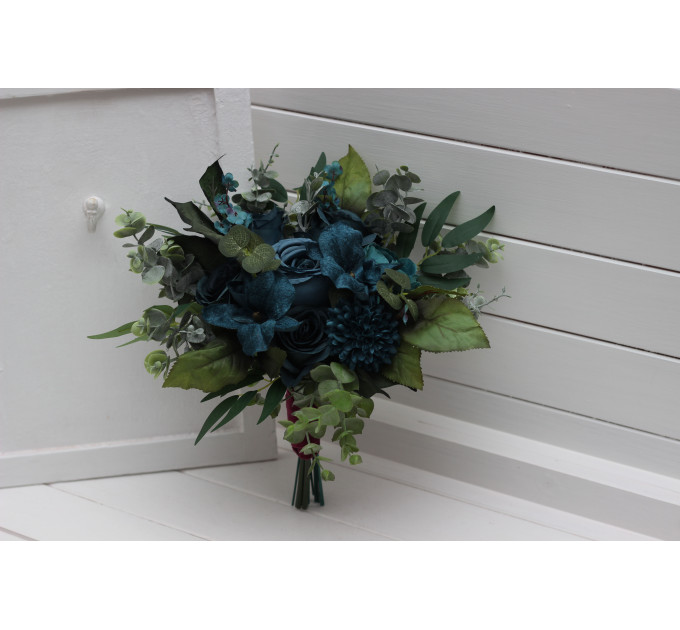 Jewel-Tone Bridesmaid Bouquet – Emerald, Orange, Magenta & Teal Wedding Flowers