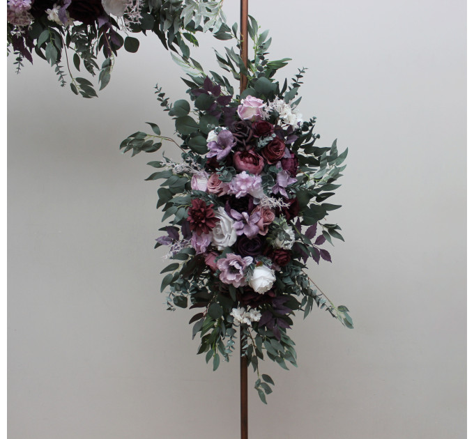 Deep Purple, Lilac & White Flower Arch – Faux Floral Arrangement for Wedding Arbor