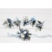 Wedding boutonnieres  in dusty blue white color scheme. Flower accessories. 5251
