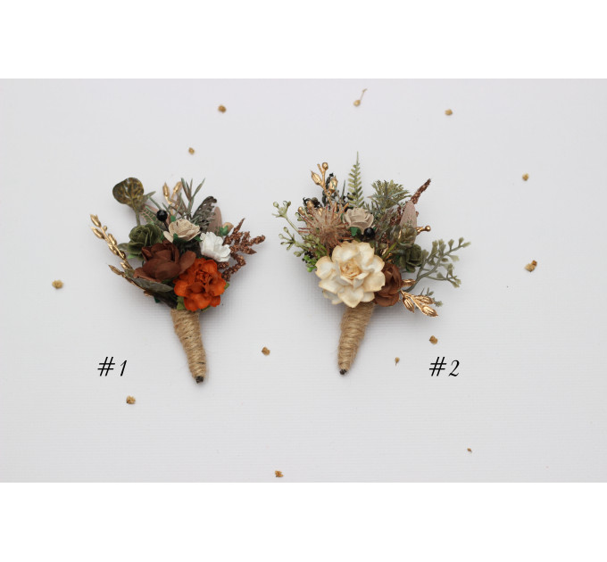 Vintage Rustic Wedding Boutonnieres – Earthy Faux Floral Accessories for Groom