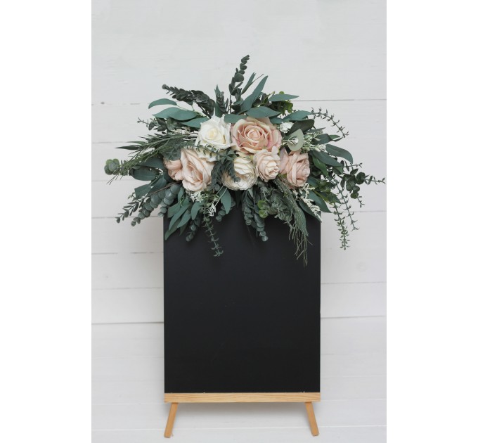  Flower arch arrangement in beige white blush pink colors.  Arbor flowers. Floral archway. Faux flowers for wedding arch. 0028