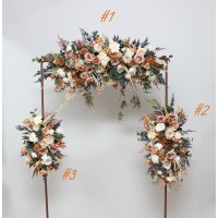  Terracotta ivory flower arrangement for wedding arch. Orange ivory archway flowers for fall wedding. Pergola flowers. Wedding flowers. 0029