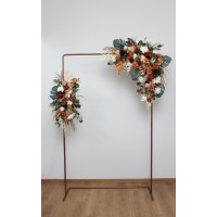  Flower arch arrangement in burnt orange ivory colors.  Arbor flowers. Floral archway. Faux flowers for wedding arch. 5109