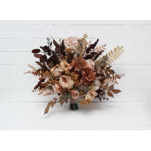 Wedding bouquets in cinnamon terracotta beige colors. Bridal bouquet. Faux bouquet. Bridesmaid bouquet. 5118