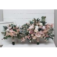 Wedding bouquets in blush pink colors. Bridal bouquet. Faux bouquet. Bridesmaid bouquet. 5088