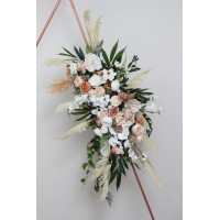 Pampas grass boho arch flowers. Beige white orchid flowers. Floral arch arrangement. Boho wedding. Beach wedding. Archway. 5120