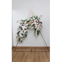 Pampas grass boho arch flowers. Beige white orchid flowers. Floral arch arrangement. Boho wedding. Beach wedding. Archway. 5120