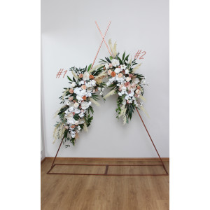 Pampas grass boho arch flowers. Beige white orchid flowers. Floral arch arrangement. Boho wedding. Beach wedding. Archway. 5120