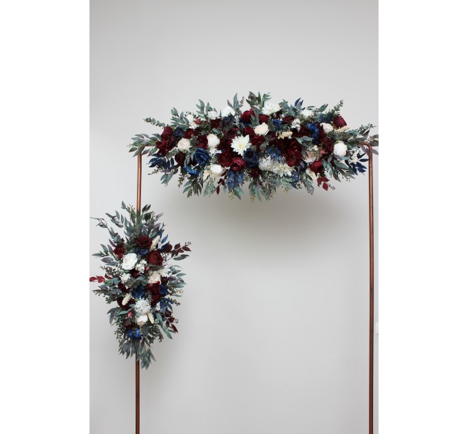  Flower arch arrangement in burgundy ivory navy blue  colors.  Arbor flowers. Floral archway. Faux flowers for wedding arch. 5097