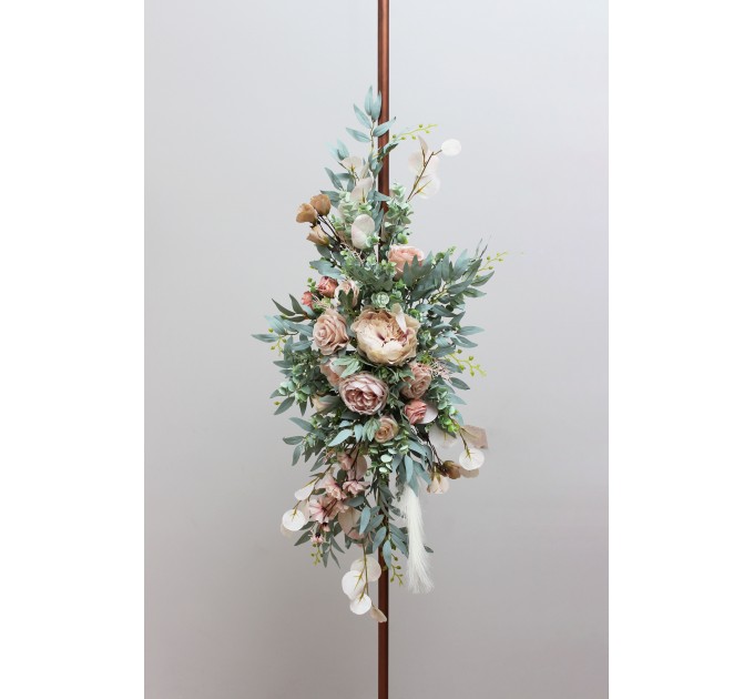  Flower arch arrangement in beige blush pink colors.  Arbor flowers. Floral archway. Faux flowers for wedding arch. 5043
