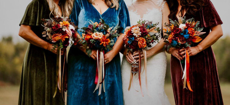 Fall wedding bouquets in burnt orange, rust, navy blue and burgundy 1229-368.42961757526
