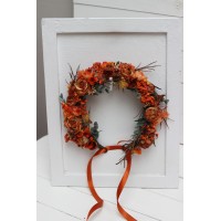 Rust terracotta burnt orange  flower crown. Hair wreath. Flower girl crown. Wedding flowers. 0505