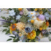 Yellow, Ivory, Dusty Blue & Lavender Bridal and Bridesmaid Bouquets